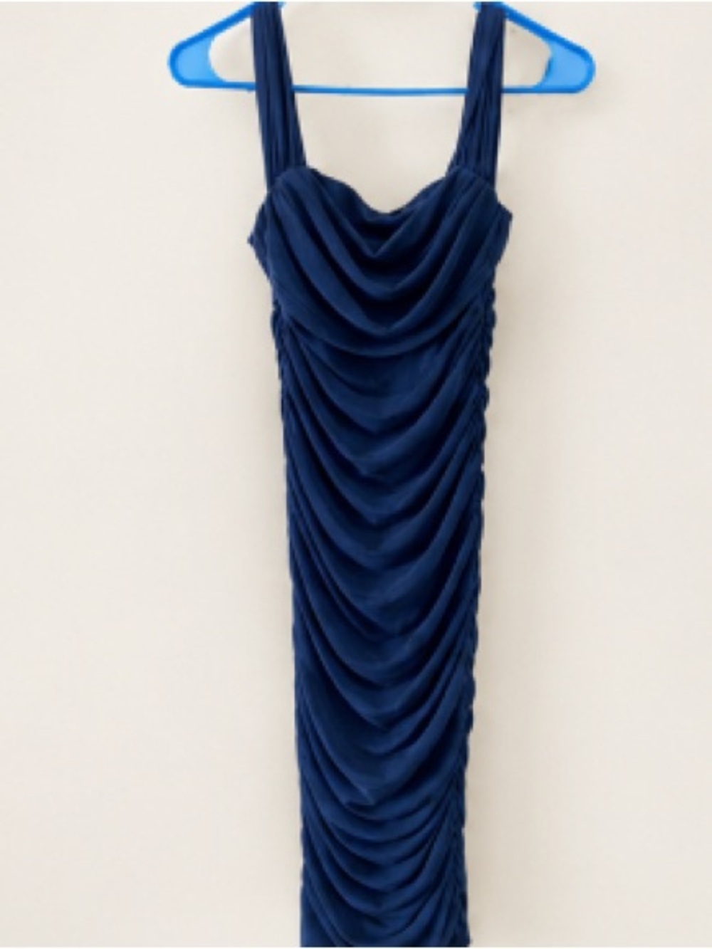 Ruched Navy Maxi Dress with Draped Front